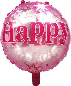 Фольгована куля Коло Китай "Happy Birthday звездочки розовый" полу-прозрачный 18` АКЦІЯ 03243 фото