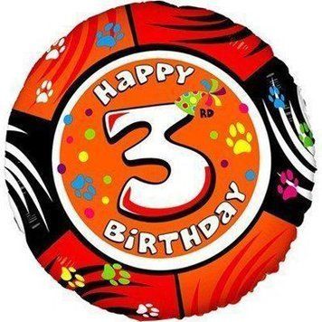 Фольгированный Шар Круг Цифра Flexmetal "Happy Birthday 3" 18` 03160 фото