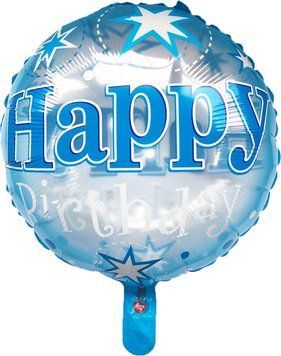 Фольгована куля Коло Китай "Happy Birthday звездочки голубой" полу-прозрачный 18 АКЦІЯ` 03244 фото