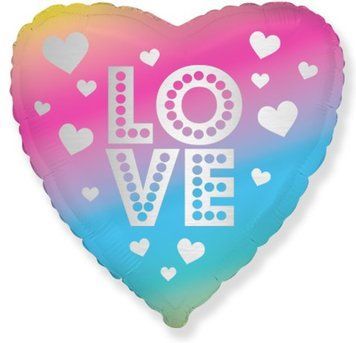 Фольгована кулька (серце) Flexmetal Love градієнт омбре 18" 12129 фото