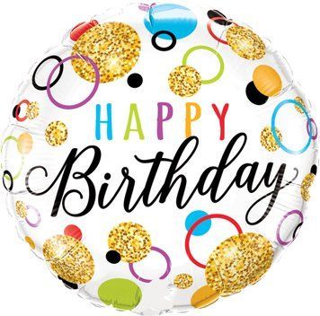 Фольгированный Круг Китай &laquo;Happy Birthday. Золотые кружочки, цветные кольца&raquo; 18' 10281 фото