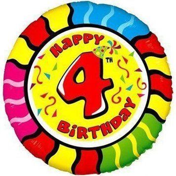 Фольгированный Шар Круг Цифра Flexmetal "Happy Birthday 4" 18` 03161 фото