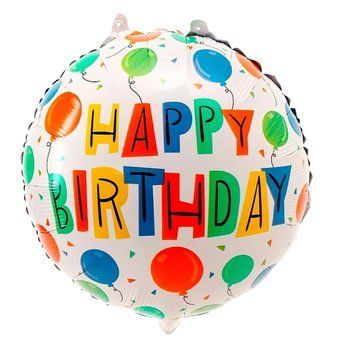 Фольгированный шар Круг Китай Happy birthday кольорові кульки 18" 13696 фото