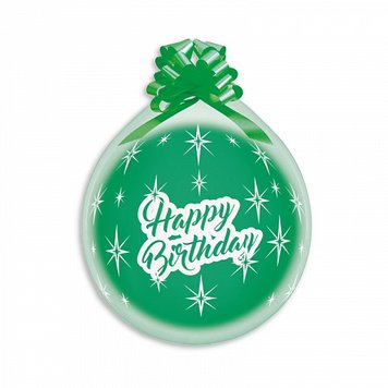 Куля-сюрприз латексна Gemar з печаткою "Happy Birthday" - прозора (кристал) 18' 10405 фото