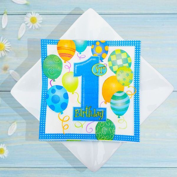 Серветки "1-St Birthday голубой" АКЦІЯ 02229 фото