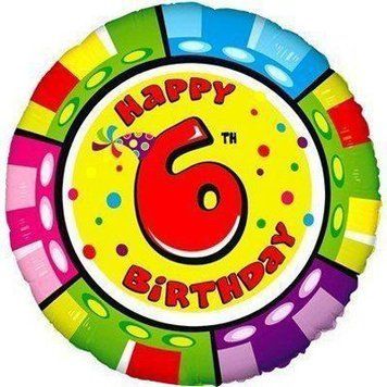 Фольгированный Шар Круг Цифра Flexmetal "Happy Birthday 6" 18` 03163 фото