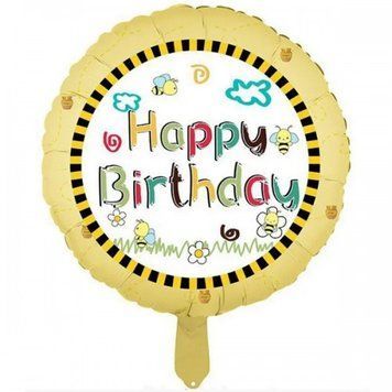 Фольгированный шар Круг Китай Happy birthday бджоли, дитячий 18" 13697 фото