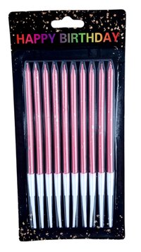 Свічки для торта В цяточку рожева чорний планшет (10 шт.) 9,5 см. 14842 фото