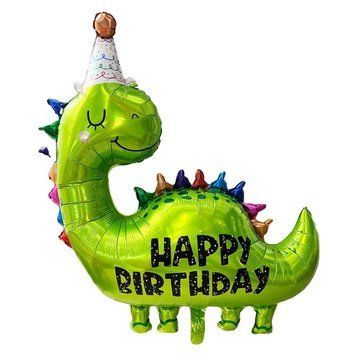 Фольгована кулька (фігура) Китай Динозавр happy birthday салатовий 13595 фото