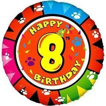 Фольгированный Шар Круг Цифра Flexmetal "Happy Birthday 8" 18` 03165 фото