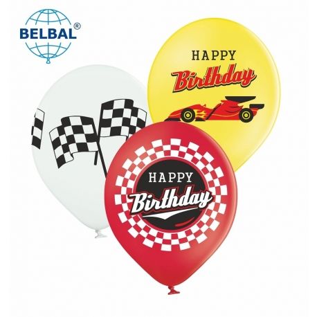 Латексный шар BelBal "Happy birthday Формула 1" 25 шт. 13129 фото