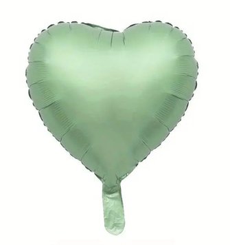 Фольгована куля серце Китай "Зелений кремовий" 18" 14524 фото