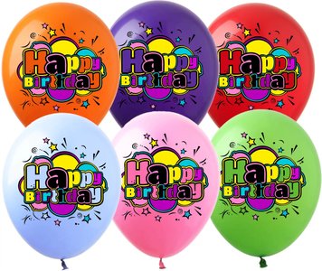 Латексна кулька Art Show "Happy Birthday Фарби" (1 ст) 50 шт 12" 15048 фото