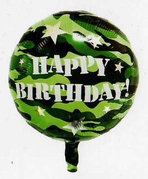 Фольгована кулька Китай КОЛО Мілітарі Happy birthday 18" 14781 фото