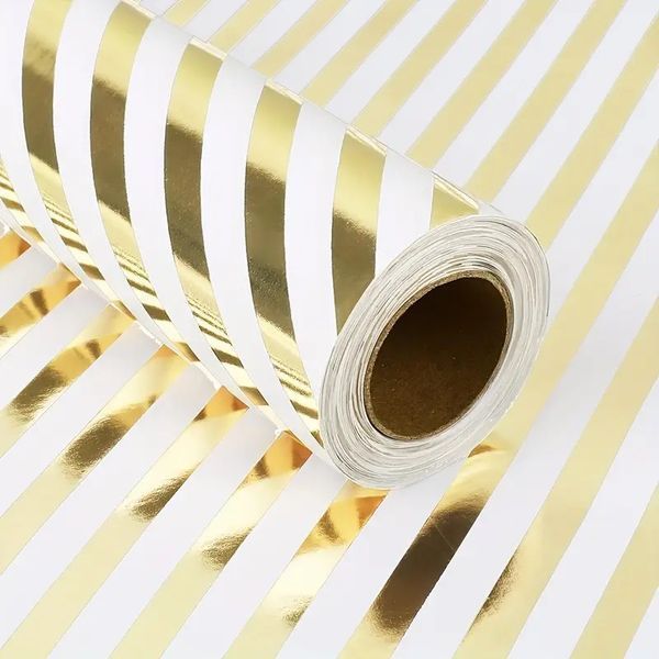 Пакувальний папір Китай (5 листів) "Золоті смуги" Розмір 70см*50см 15198 фото