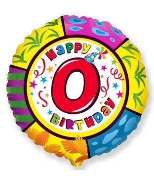 Фольгированный Шар Круг Цифра Flexmetal "Happy Birthday 0" 18` 11554 фото