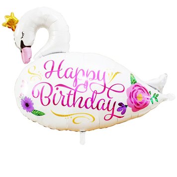 Фольгированный Шар Фигура Китай "Лебедь Happy Birthday" 09513 фото