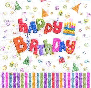 Серветки "Happy Birthday колпачки-тортик" АКЦІЯ 01501 фото