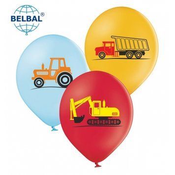 Латексні кульки Belbal Машинки, блакитний, червоний, охра 30 см 12" (25 шт.) 12786 фото