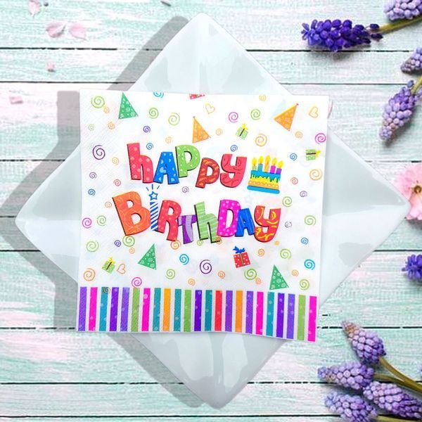 Серветки "Happy Birthday колпачки-тортик" АКЦІЯ 01501 фото