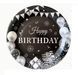 Тарелка Китай Черная Happy birthday серебряные шарики 10 шт. 16427 фото 1