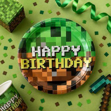 Тарілка велика Китай &laquo;Happy Birthday&raquo; - Майнкрафт Minecraft 10 шт. 23 см 17073 фото