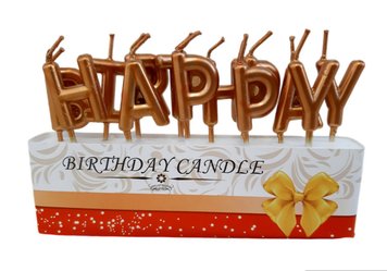 Свічки для торта літери Happy Birthday перламутр бронза 15155 фото