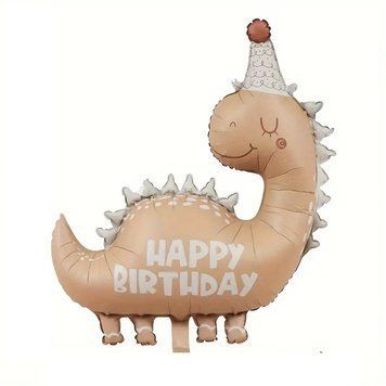 Фольгована фігура Китай Динозавр happy birthday бежевий матовий 15295 фото