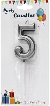 Свеча цифра литая 8 см (серебро) - 5 АКЦИЯ 04077 фото