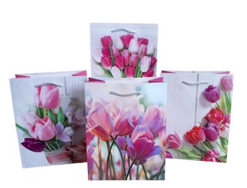 Пакет подарунковий середній "Лілові тюльпани" Розмір: M 26*32*10 см 14956 фото