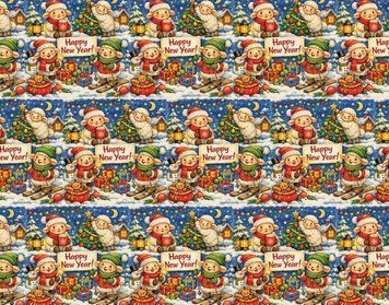 Упаковочная бумага (5 листів) "Баранчики возле елки" (70*100 см) 17176 фото