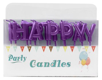 Свечи-літери в торт "Happy Birthday" фіолетові (перламутр) ☆ АКЦІЯ 09020 фото