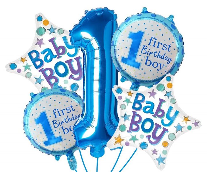 Набор Фольгированных Шаров (Китай) "First Birthday Boy" 1-голубая АКЦІЯ 10594 фото