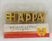 Свечи-літери в торт "Happy Birthday" золото перламутр АКЦІЯ 03310 фото