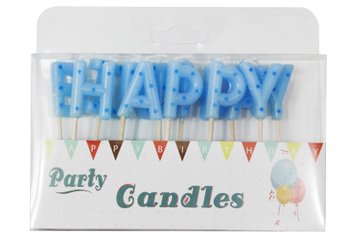 Свечи-літери в торт "Happy Birthday" блакитні в горошек ☆ АКЦІЯ 09021 фото