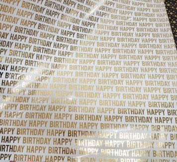 Пакувальний папір Китай (5 листів) "Happy birthday золото" Розмір 70см*50см 15208 фото