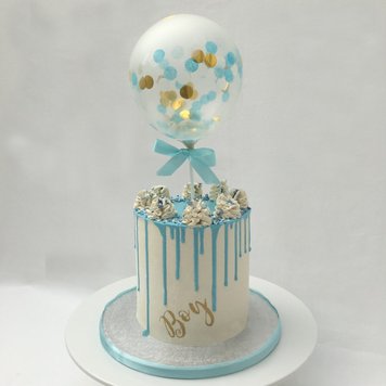 Шарики-топперы на палочке с конфетти для торта - голубой 12754 фото