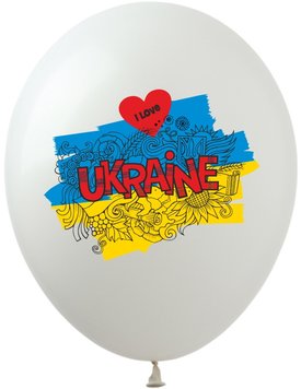 Куля латексна Art Show "I Love Ukraine" 12" 1cт.(червоний напис) 12313 фото
