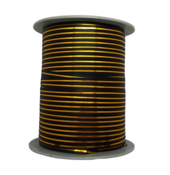 Стрічка-тасьма для куль "Боско" - чорна із золотою смужкою 0,5 см (50 м) 13762 фото
