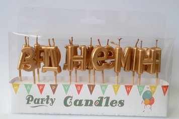 Свічки-літери у торт "З днем ​​народження" (перламутр) золото АКЦІЯ 13062 фото
