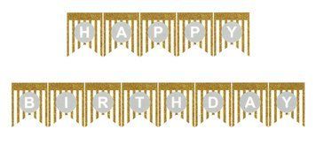 Вывеска флажки Happy Birthday "Блестки" - белые АКЦІЯ 04302 фото