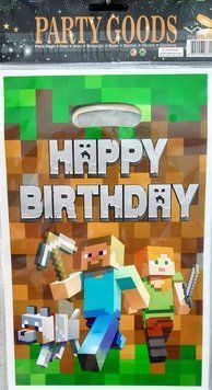 Пакет подарочный детский Майнкрафт Happy birthday 16,5*25 см 10 шт. 16833 фото
