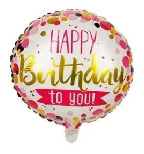 Фольгированный Круг Китай &laquo;Happy birthday to you&raquo; розовые и черные конфет 18' 02044 фото
