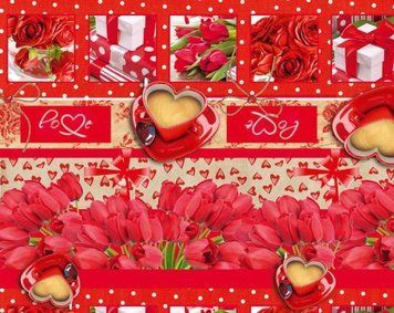 Упаковочная Бумага (5 листов) "love чашка-кофе.Тюльпаны-розы" (70*100 см) 11147 фото