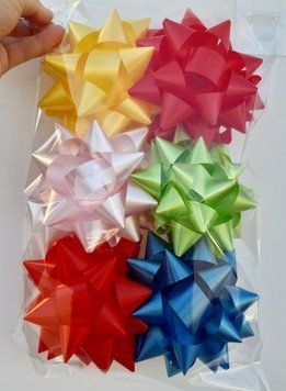 Бант звездочка цветной микс средний (10см) 12шт 11344 фото