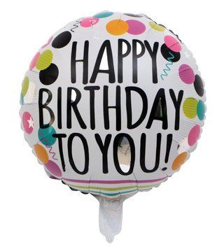 Фольгированный Круг Китай &laquo;Happy birthday to you&raquo; цветные кружки и полосы 18' 02045 фото