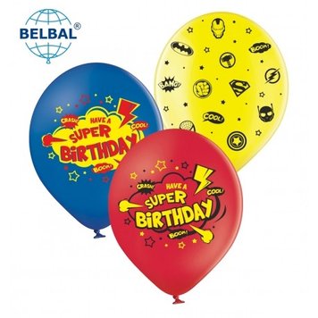 Латексна кулька BelBal "Super Birthday" 25 шт. 2ст. 30см. 13392 фото