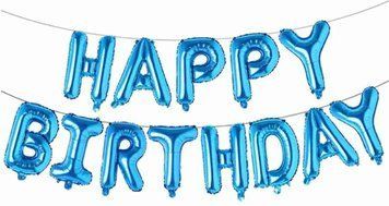 Фольгований напис &laquo;Happy Birthday блакитний&raquo; 3 метра 01785 фото