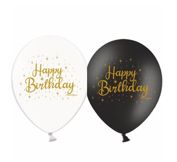 Латексні кульки Belbal Happy Birthday золото (мікс) 30 см 12" (25 шт.) 13419 фото