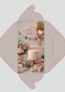 Конверт "Happy birthday" кулі, торт 16637 фото